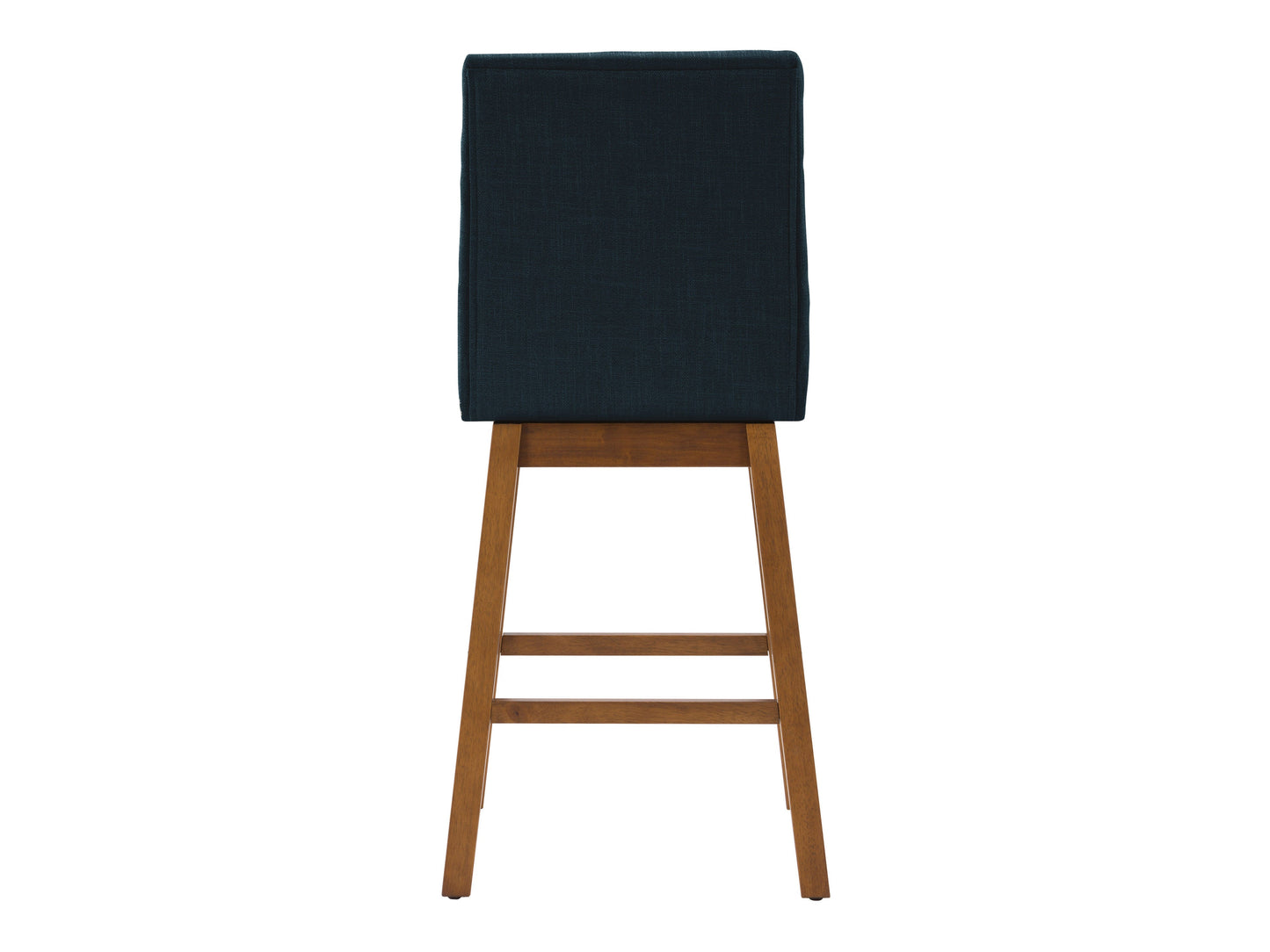 Blue channel tufted bar stools with black metal legs, featuring plush velvet upholstery and a modern design. Perfect for kitchen islands or home bars, combining comfort and style.