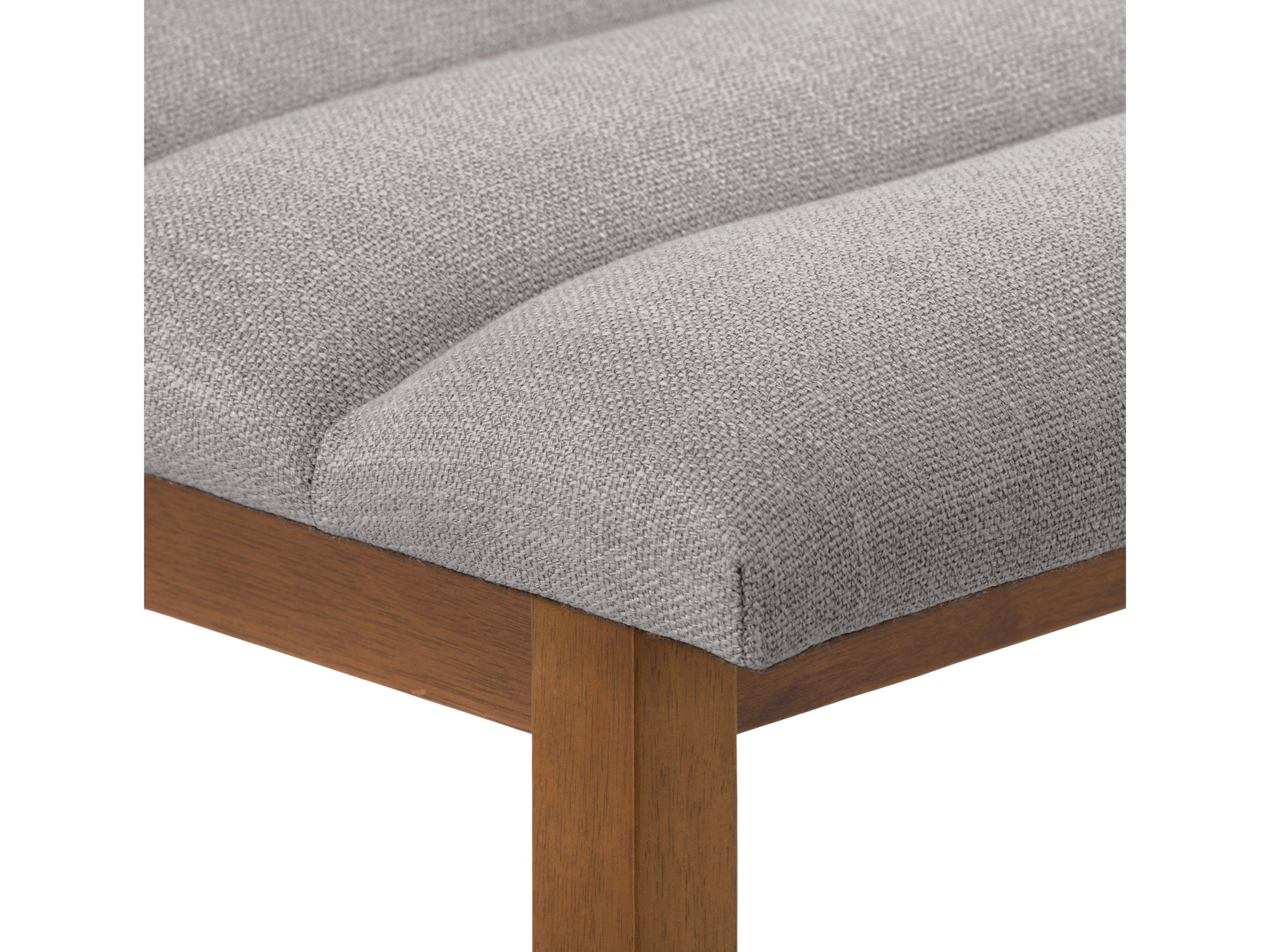 Light grey channel tufted bar stool with sleek metal legs, upholstered in soft fabric, featuring a comfortable high back and modern design, perfect for kitchen islands or home bars.