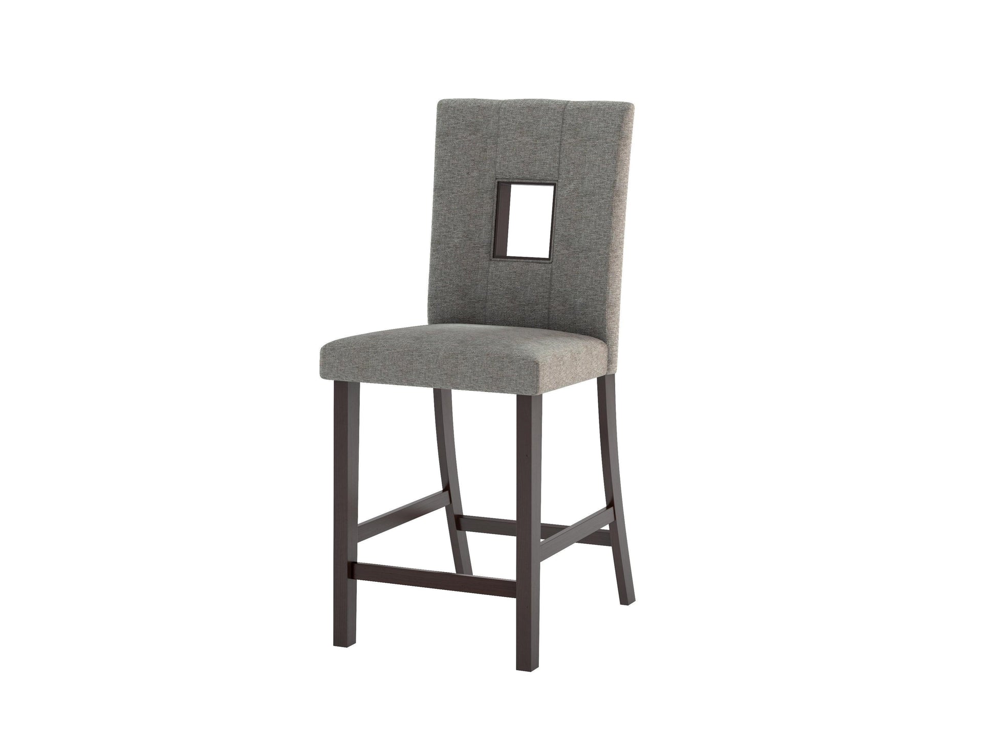 Set of 2 counter height dining chairs with cushioned seats, featuring a sleek black finish and wooden legs. Ideal for modern dining spaces, these chairs offer comfort and style with a contemporary design.