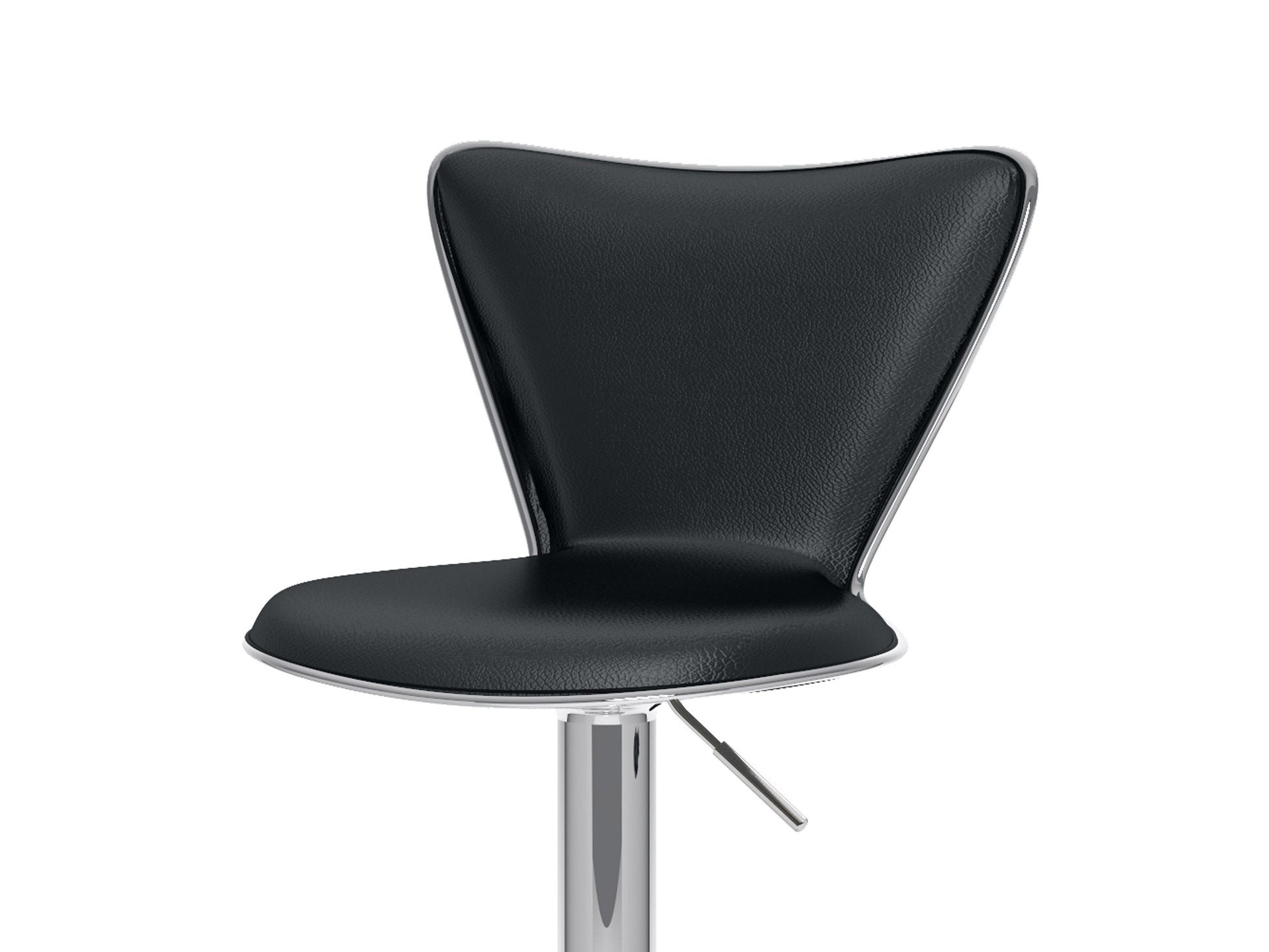 Black swivel bar stools set of 2, featuring cushioned seats, sleek metal legs, and footrests, perfect for modern kitchens or home bars. Durable faux leather upholstery with a contemporary design.