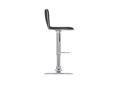 Black swivel bar stools set of 2, featuring cushioned seats, sleek metal legs, and footrests, perfect for modern kitchens or home bars. Durable faux leather upholstery with a contemporary design.