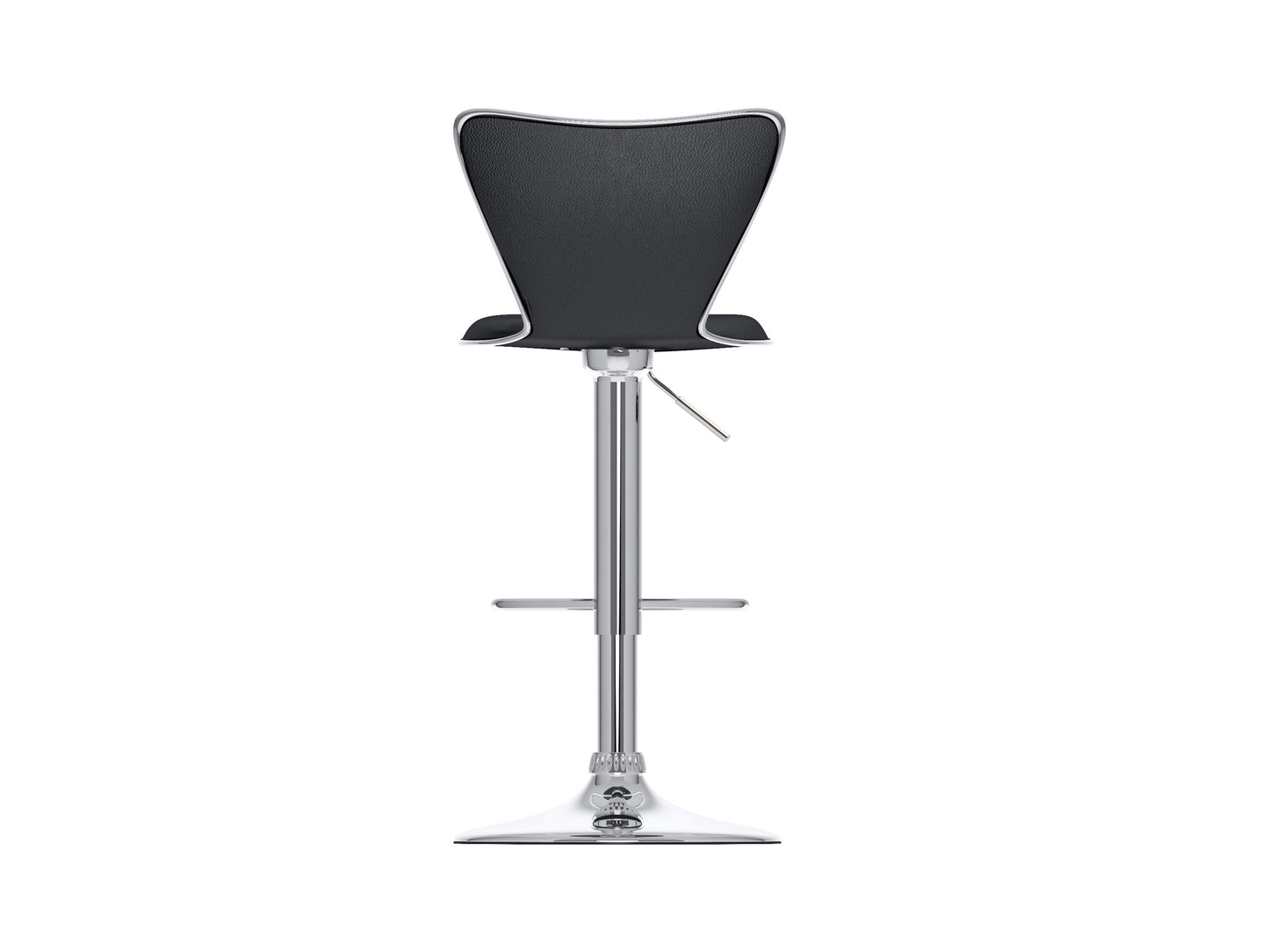 Black swivel bar stools set of 2, featuring cushioned seats, sleek metal legs, and footrests, perfect for modern kitchens or home bars. Durable faux leather upholstery with a contemporary design.