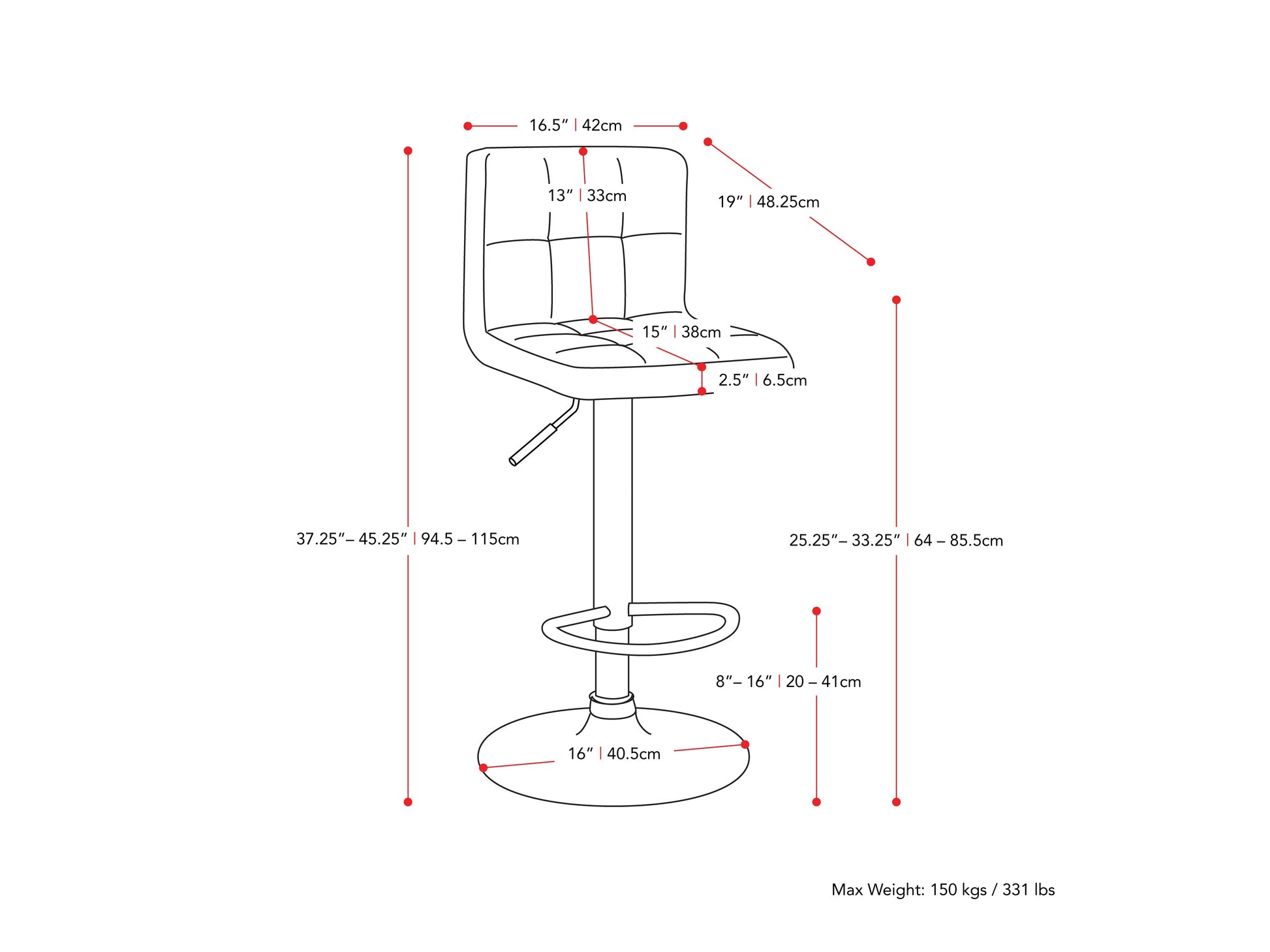 Set of 2 red swivel bar stools with cushioned seats, chrome-plated footrests, and adjustable height. Features a sleek, modern design with faux leather upholstery and a sturdy metal base, perfect for kitchen counters or home bars.