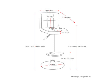 Set of 2 red swivel bar stools with cushioned seats, chrome-plated footrests, and adjustable height. Features a sleek, modern design with faux leather upholstery and a sturdy metal base, perfect for kitchen counters or home bars.