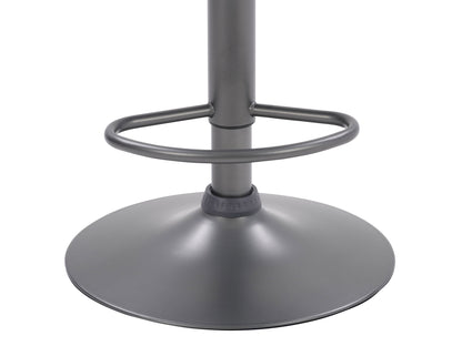 Dark grey swivel bar stools set of 2 with cushioned seats, metal legs, and footrests. Modern design, perfect for kitchen islands or home bars. Durable fabric and sturdy construction for comfort and style.