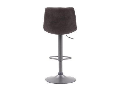 Dark grey swivel bar stools set of 2 with cushioned seats, metal legs, and footrests. Modern design, perfect for kitchen islands or home bars. Durable fabric and sturdy construction for comfort and style.