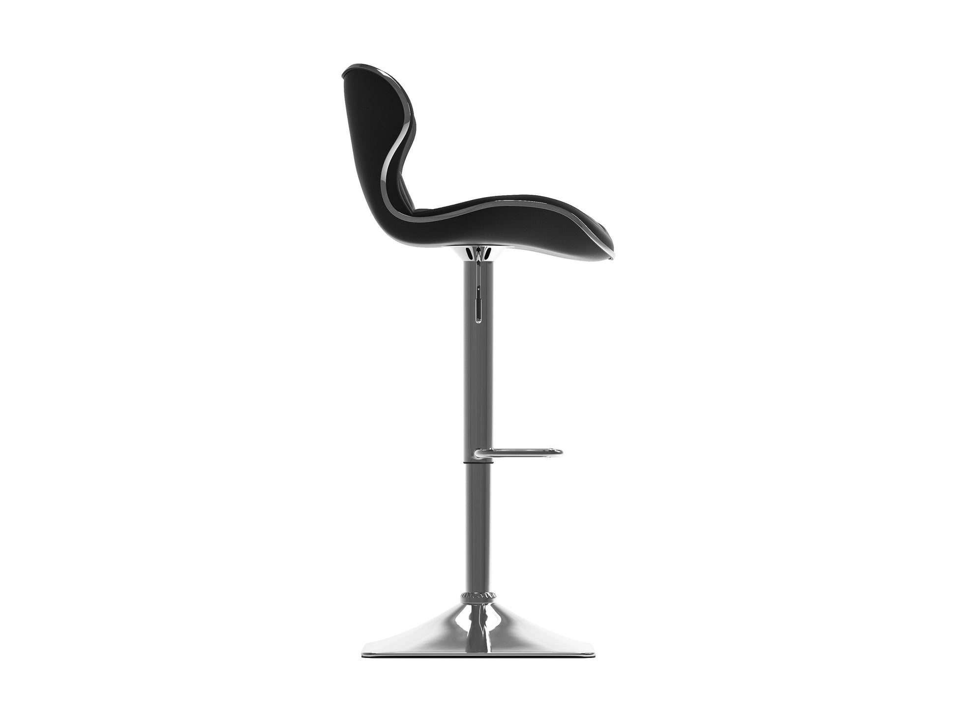 Black bar stools with backs, set of 2, featuring sleek metal frames, cushioned seats, and footrests. Perfect for modern kitchens or home bars.