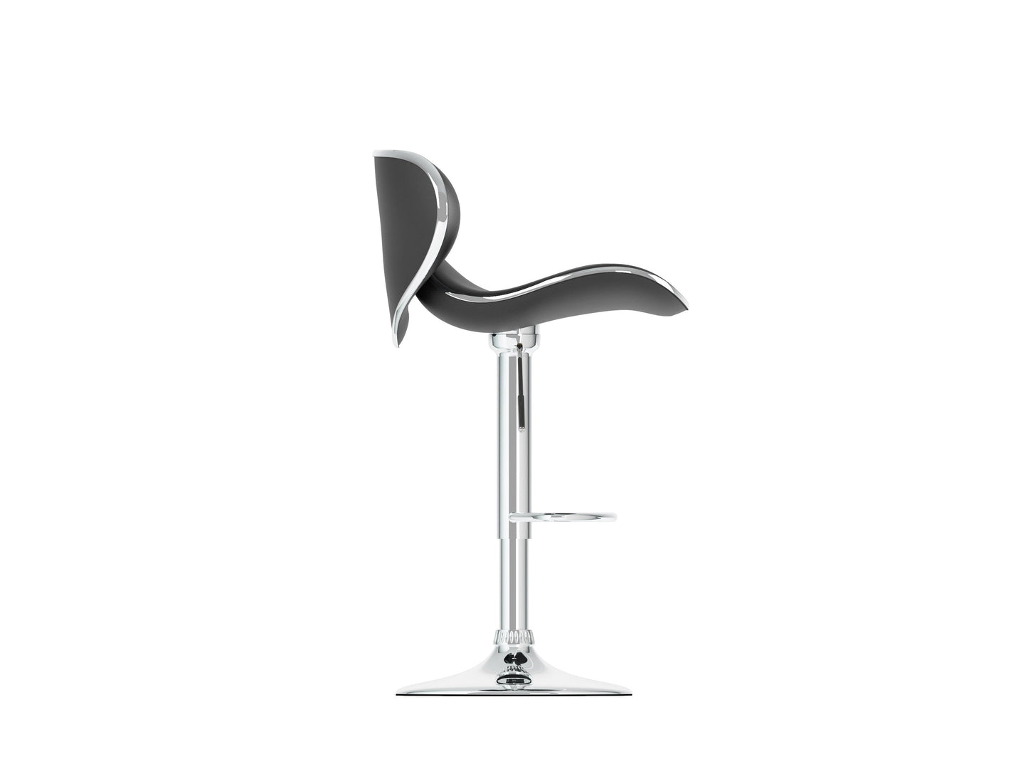 Black bar stools with backs, set of 2, featuring sleek metal frames, cushioned seats, and footrests. Perfect for modern kitchens or home bars.