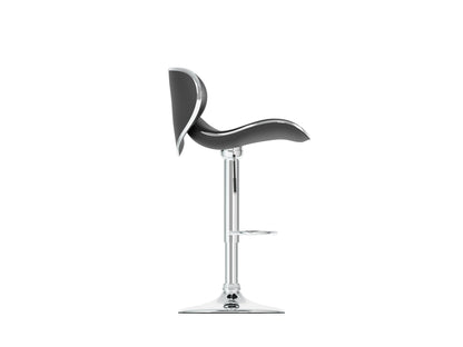 Black bar stools with backs, set of 2, featuring sleek metal frames, cushioned seats, and footrests. Perfect for modern kitchens or home bars.