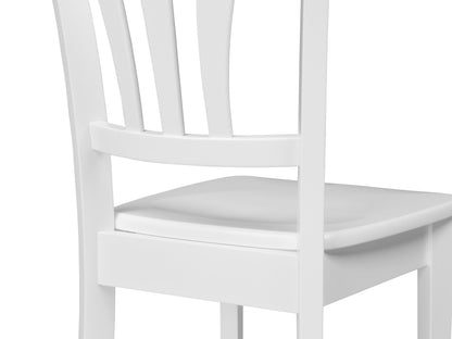 White solid wood dining chairs set of 2 with curved backrests and sturdy legs, featuring a smooth finish and classic design, perfect for modern dining rooms or kitchens.