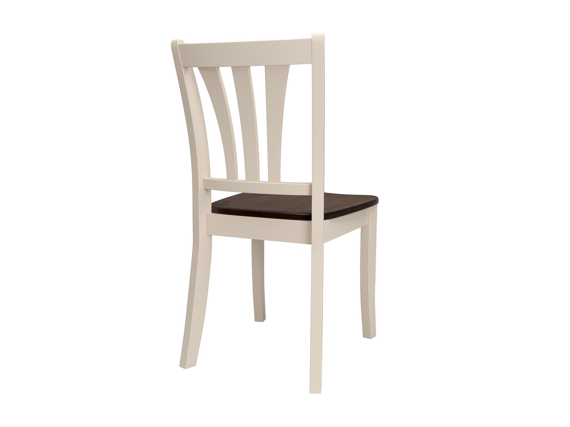 Solid wood dining chairs set of 2, featuring dark brown frames with cream upholstered seats and backs, elegant curved legs, and a smooth finish. Ideal for modern dining rooms or kitchens.