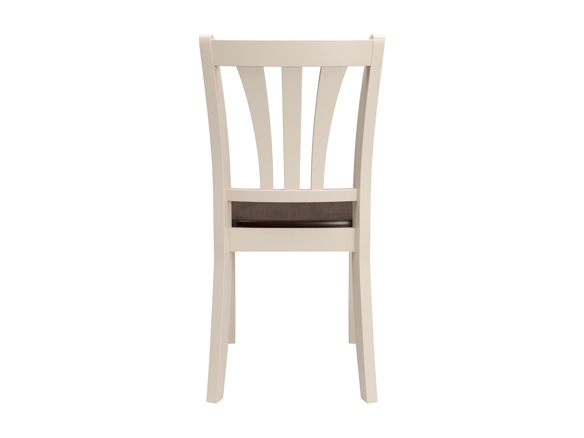Solid wood dining chairs set of 2, featuring dark brown frames with cream upholstered seats and backs, elegant curved legs, and a smooth finish. Ideal for modern dining rooms or kitchens.