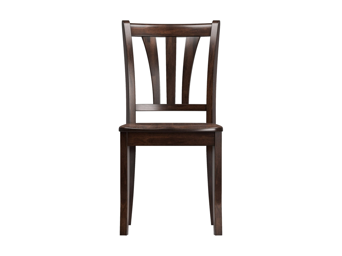 Solid wood dining chairs set of 2 in espresso finish, featuring curved backrests, cushioned seats in beige fabric, and sturdy legs with a sleek, modern design perfect for contemporary dining rooms.