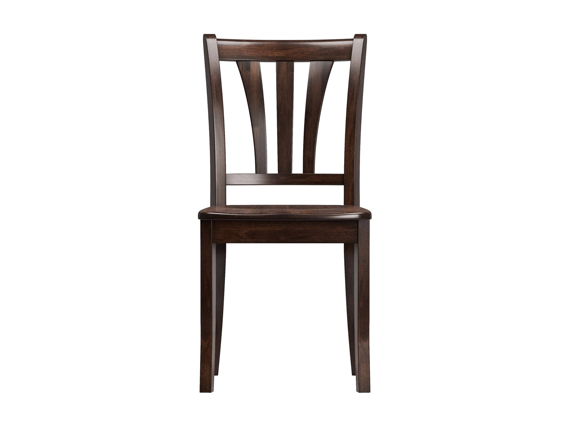 Solid wood dining chairs set of 2 in espresso finish, featuring curved backrests, cushioned seats in beige fabric, and sturdy legs with a sleek, modern design perfect for contemporary dining rooms.