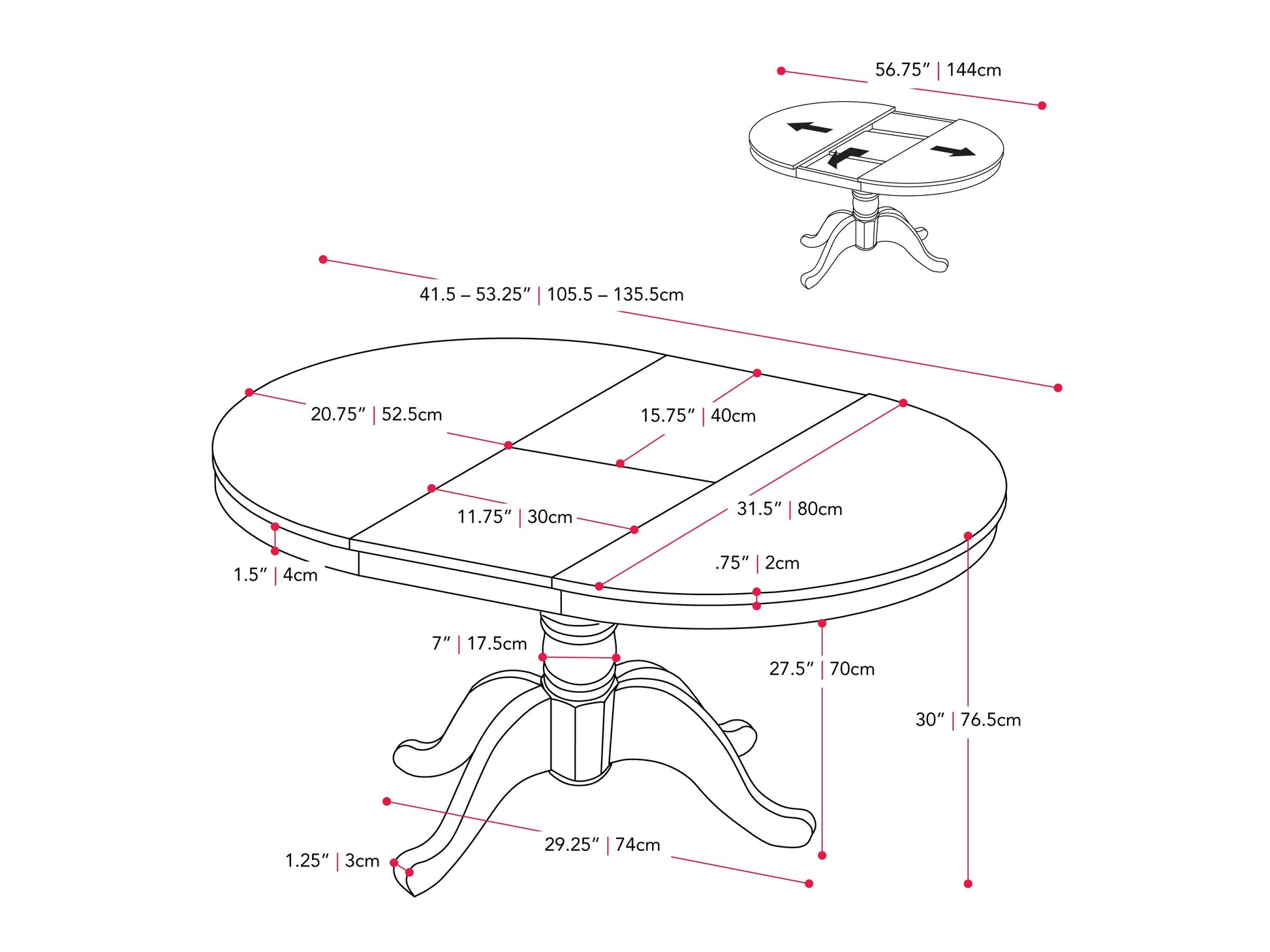 Extendable oval dining table with dark brown wood top and cream-colored legs, featuring a smooth finish and elegant design. Ideal for modern dining rooms, seats up to eight people comfortably.