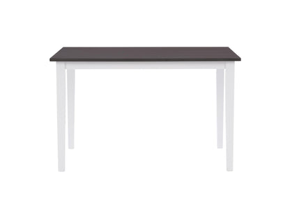 Grey and white dining table with sleek modern design, featuring a rectangular white tabletop and sturdy grey metal legs, perfect for contemporary dining rooms.