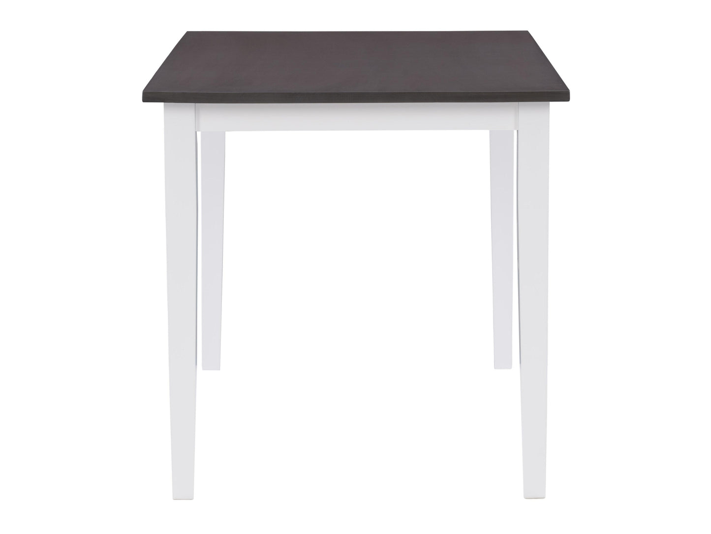Grey and white dining table with a sleek rectangular surface, sturdy wooden legs, and a minimalist modern design perfect for contemporary dining rooms.