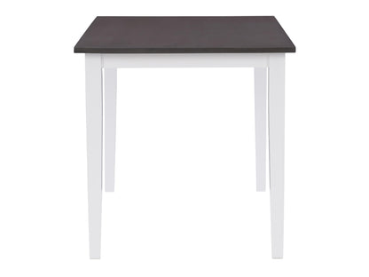 Grey and white dining table with a sleek rectangular surface, sturdy wooden legs, and a minimalist modern design perfect for contemporary dining rooms.