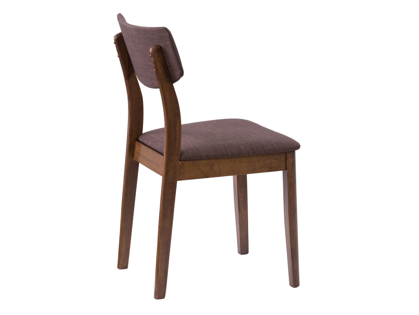 Walnut dining chairs set of 2 with sleek, curved backs, dark walnut wood finish, and cushioned seats in light grey fabric, perfect for modern or contemporary dining rooms.