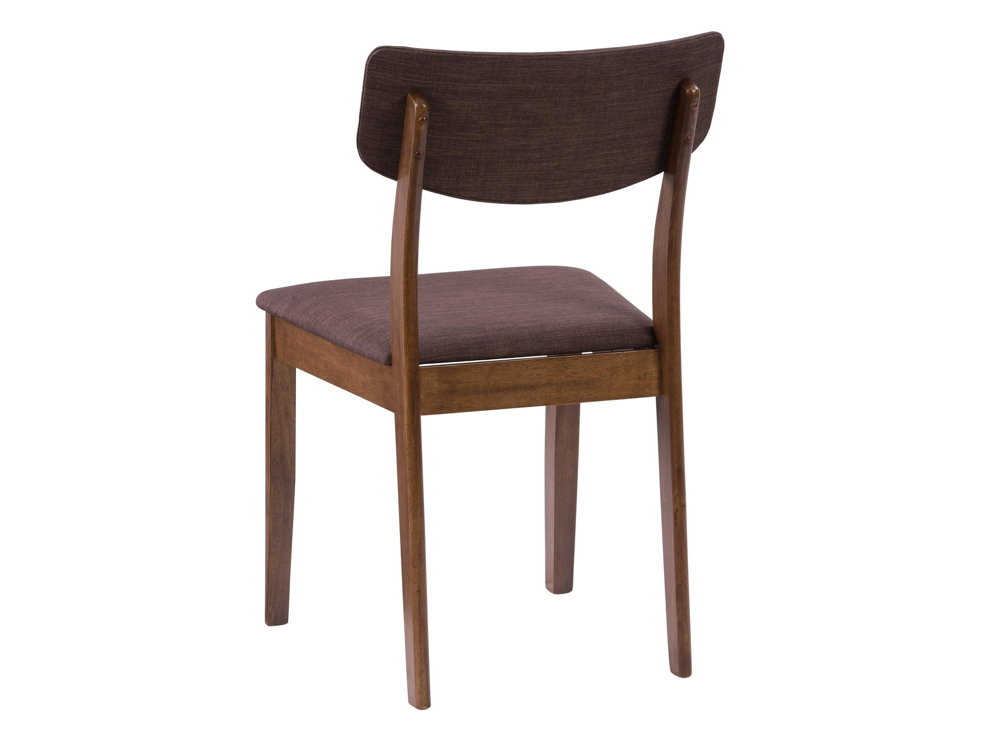 Set of 2 walnut dining chairs with cushioned seats and backrests. The chairs feature sleek wooden frames with a rich walnut finish, offering a modern design perfect for contemporary dining spaces.