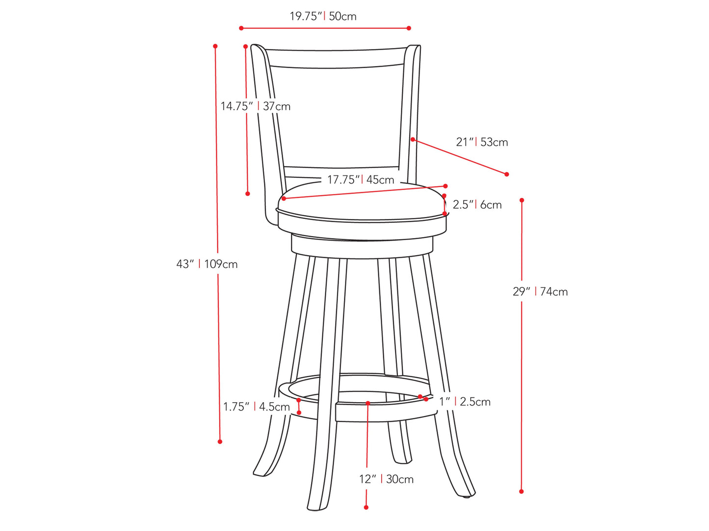 Set of 2 black bar height bar stools with sleek metal frames, cushioned seats, and footrests. Modern design with durable materials ideal for kitchen islands or home bars.