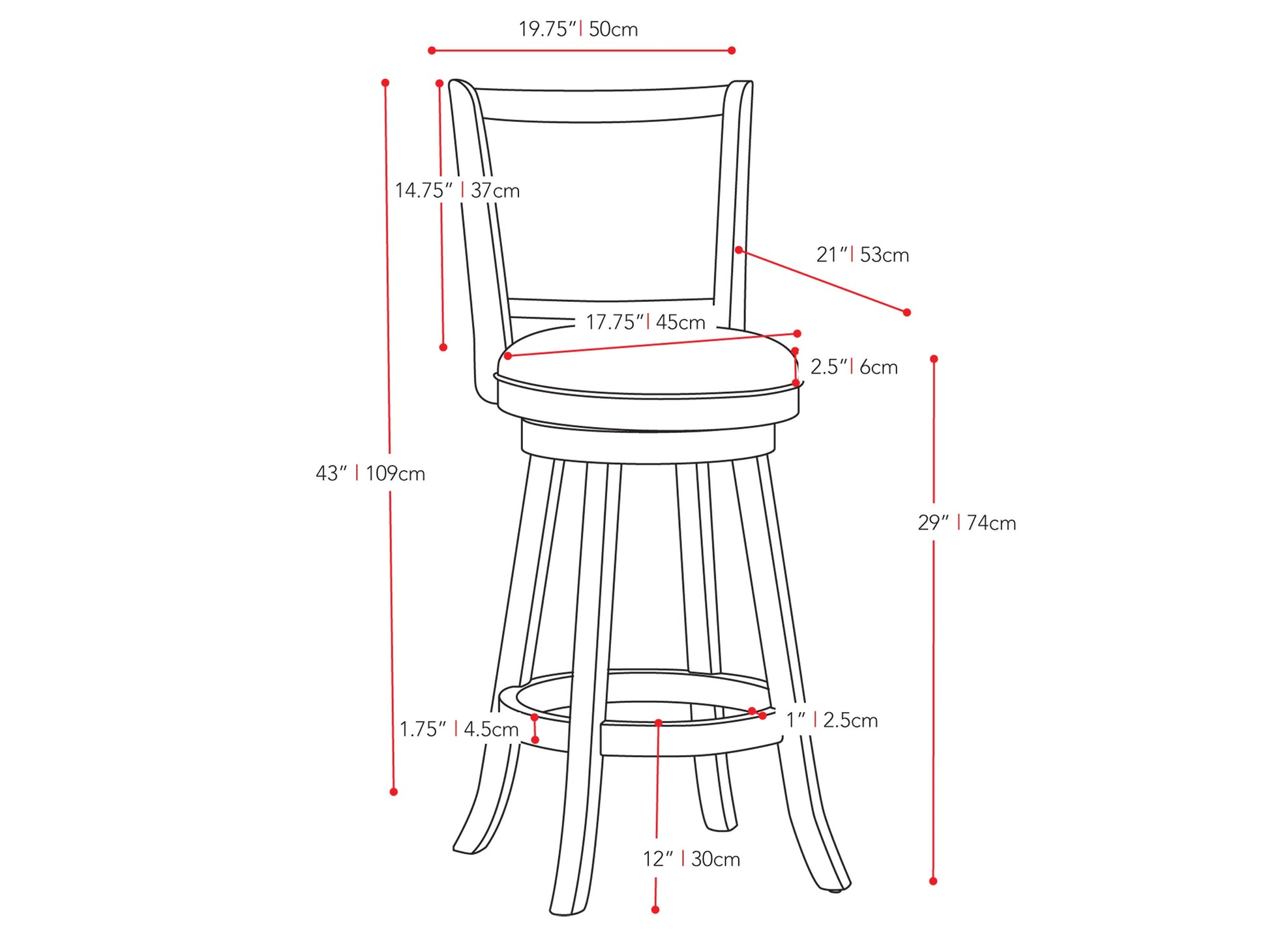 Set of 2 black bar height bar stools with sleek metal frames, cushioned seats, and footrests. Modern design with durable materials ideal for kitchen islands or home bars.