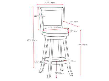 Set of 2 black bar height bar stools with sleek metal frames, cushioned seats, and footrests. Modern design with durable materials ideal for kitchen islands or home bars.