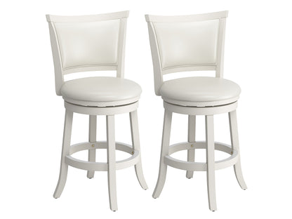 White counter height bar stools set of 2 with cushioned seats, sleek chrome legs, and modern design. Ideal for kitchen islands and home bars.