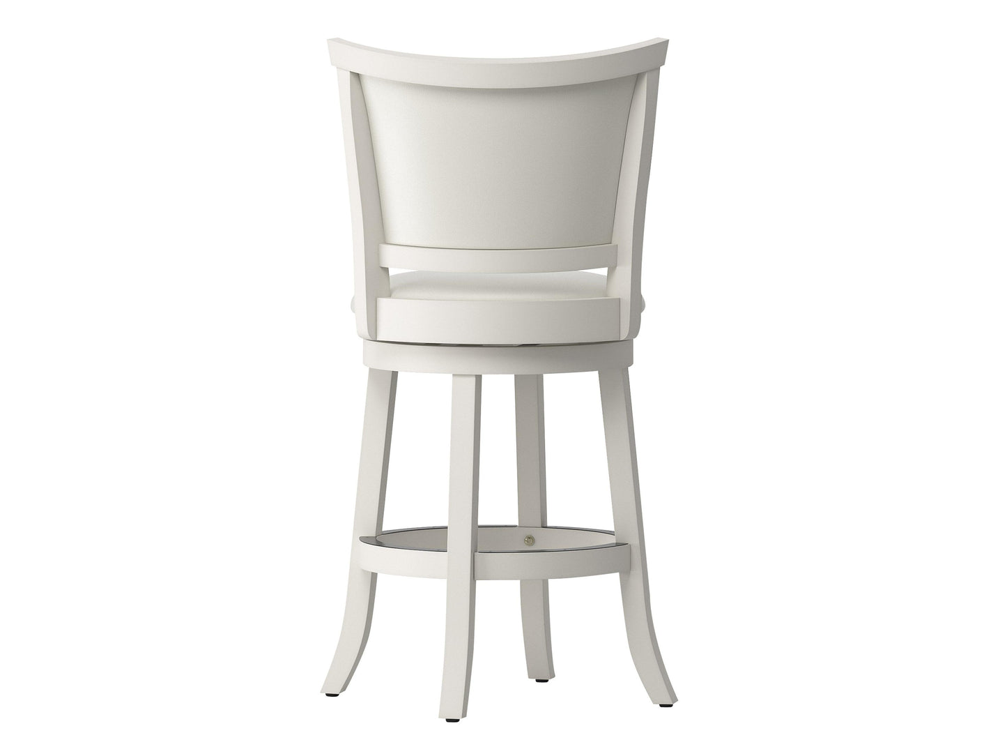 Set of two counter height bar stools with dark walnut wood frames, black cushioned seats, and slatted backrests. Ideal for kitchen islands or home bars, offering a blend of comfort and modern style.