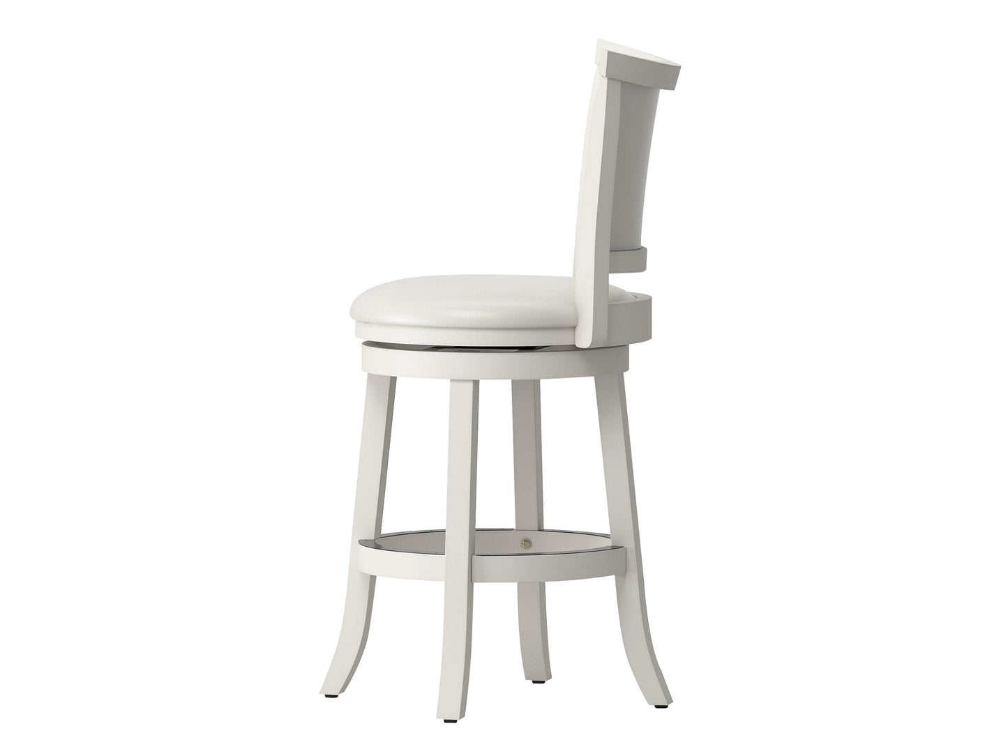 Set of 2 counter height bar stools featuring dark wood seats, sleek black metal frames, and footrests, perfect for modern kitchens or home bars.