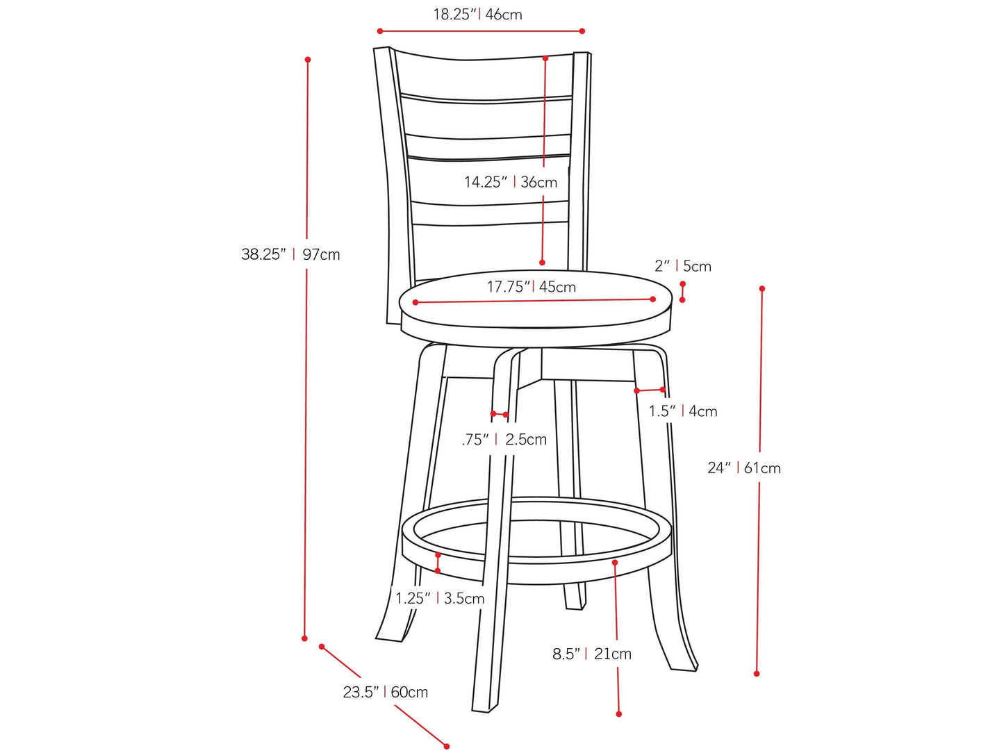 Dark wood bar stool with black metal frame, featuring a curved backrest and footrest, counter height, modern industrial design, perfect for kitchen islands or home bars.
