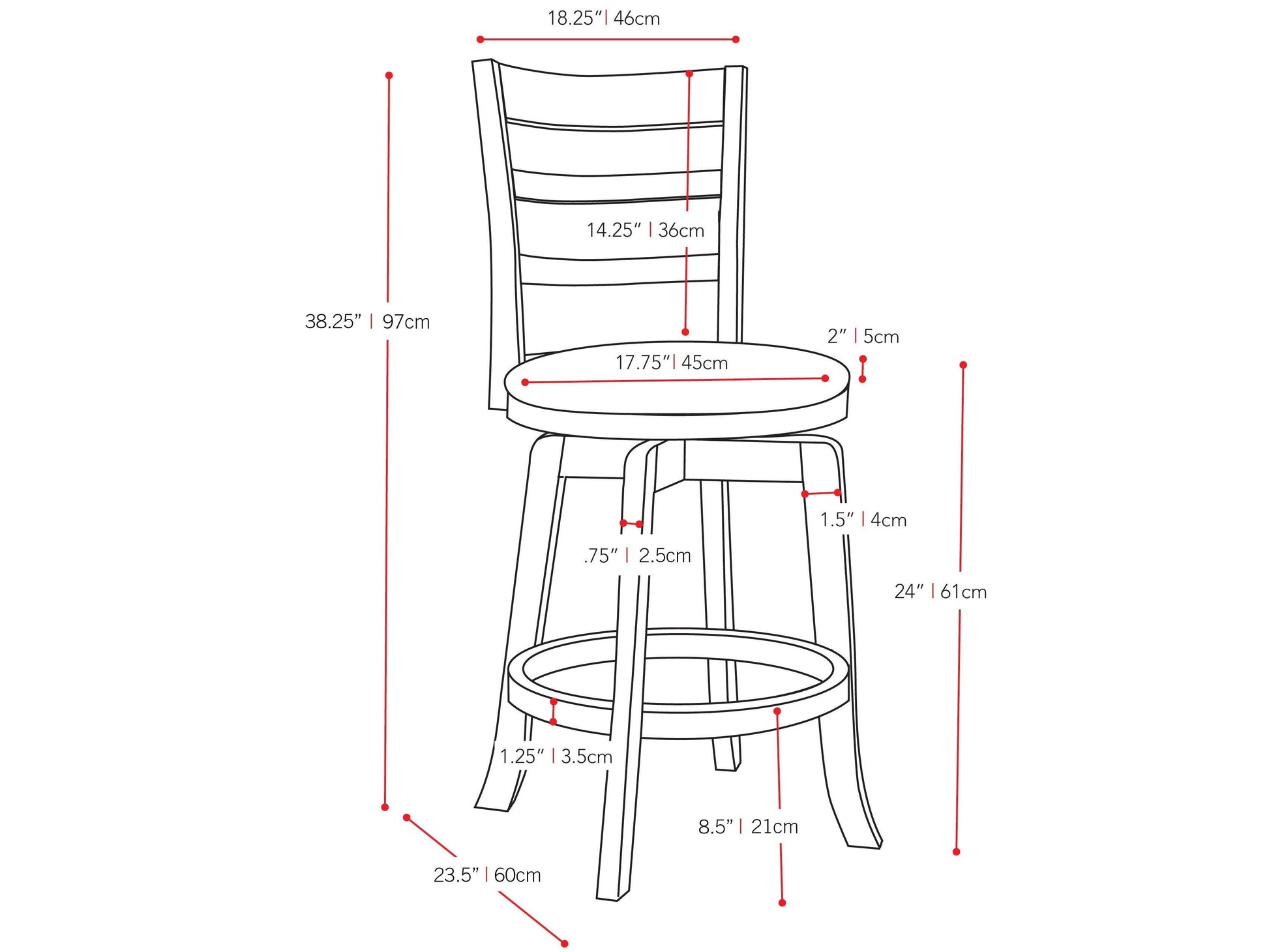 Dark wood bar stool with black metal frame, featuring a curved backrest and footrest, counter height, modern industrial design, perfect for kitchen islands or home bars.