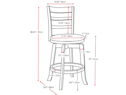 Dark wood bar stool with black metal frame, featuring a curved backrest and footrest, counter height, modern industrial design, perfect for kitchen islands or home bars.