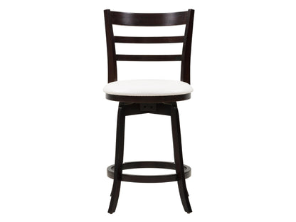Wood bar stool with a natural oak finish, featuring a curved backrest and slender black metal legs, perfect for counter height seating in modern kitchens or bars.