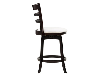 Counter height wooden bar stool with natural oak finish, featuring a curved backrest, sturdy legs, and a smooth, polished seat. Ideal for kitchen islands, home bars, and casual dining areas.