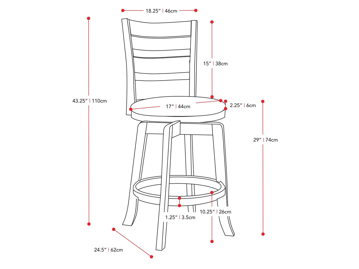 Natural wood bar stool with bar height, featuring a smooth, round seat and sturdy, angled legs. Ideal for rustic or modern kitchen and bar settings.