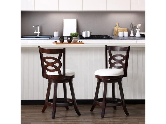 Modern wood bar stools, counter height, featuring natural wood seats, black metal frames, and footrests, perfect for kitchen islands or home bars.