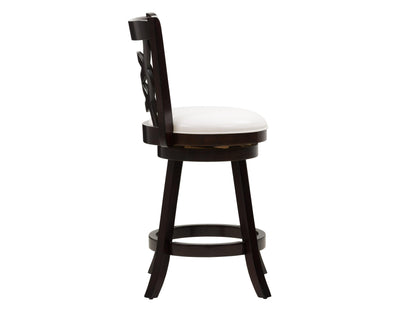 Modern wood bar stools with black metal frame, counter height, featuring a dark walnut seat and backrest with a sleek, minimalist design. Ideal for kitchen islands and home bars.