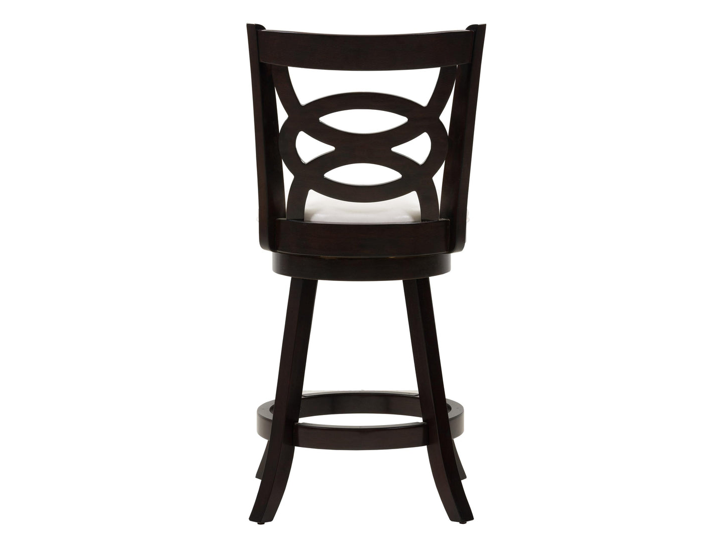Dark wooden bar stool with a sleek black metal frame, featuring a curved backrest and a cushioned seat for comfort, ideal for modern kitchen counters or home bars.