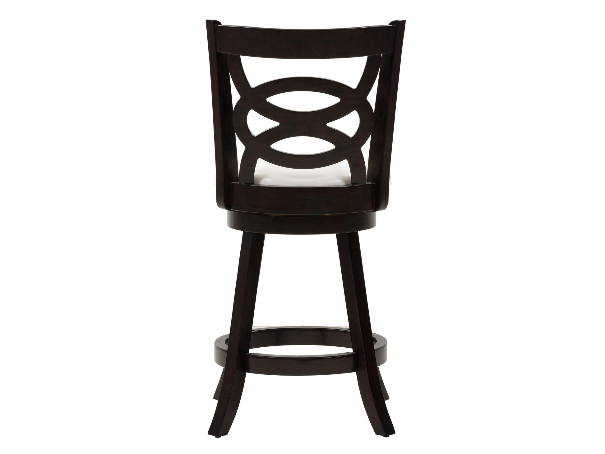 Dark wooden bar stool with a sleek black metal frame, featuring a curved backrest and a cushioned seat for comfort, ideal for modern kitchen counters or home bars.