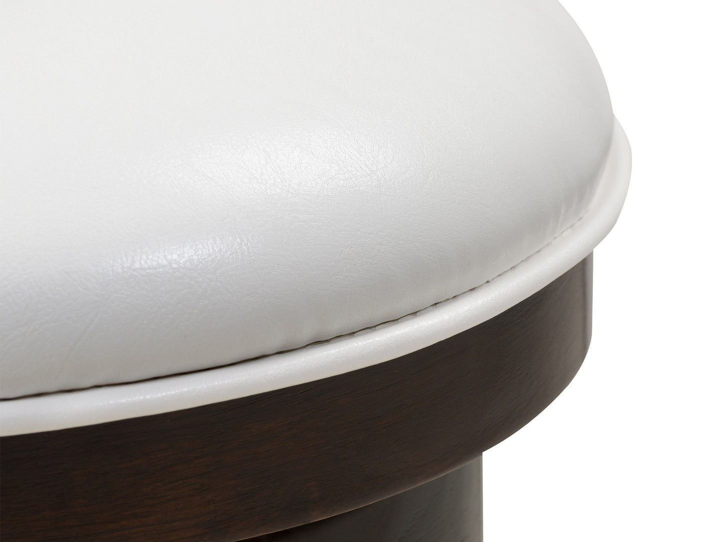 White bar height bar stools set of 2, featuring sleek chrome legs, cushioned seats with white faux leather upholstery, and footrests for added comfort, perfect for modern kitchen or bar settings.