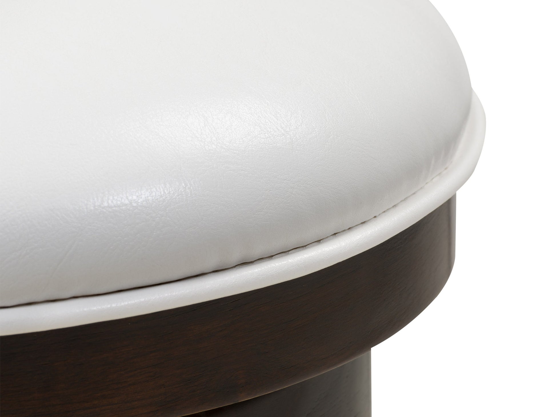 White bar height bar stools set of 2, featuring sleek chrome legs, cushioned seats with white faux leather upholstery, and footrests for added comfort, perfect for modern kitchen or bar settings.