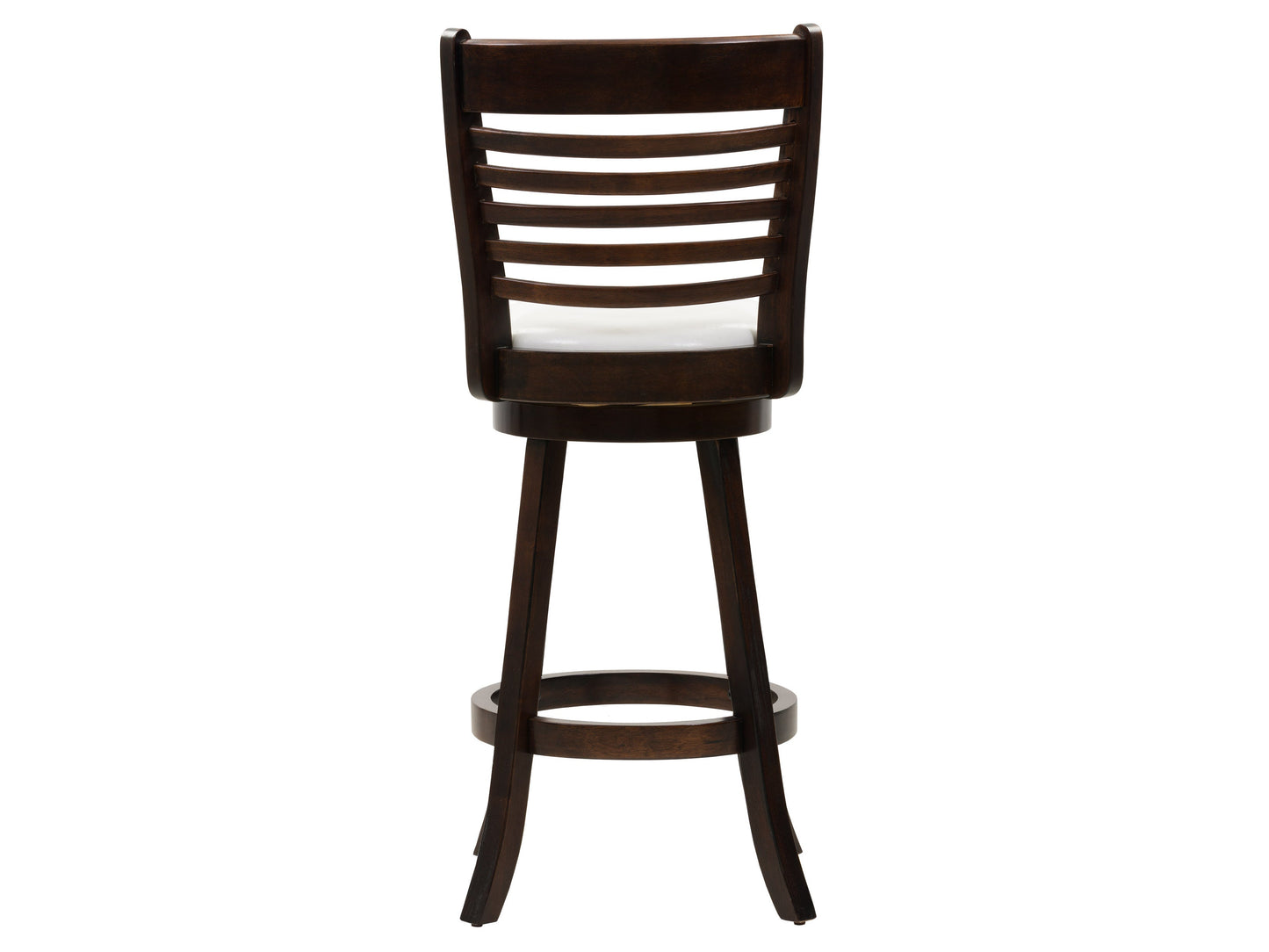 White bar height bar stools set of 2, featuring sleek chrome legs, cushioned seats with white faux leather upholstery, and footrests for added comfort, perfect for modern kitchen or bar settings.