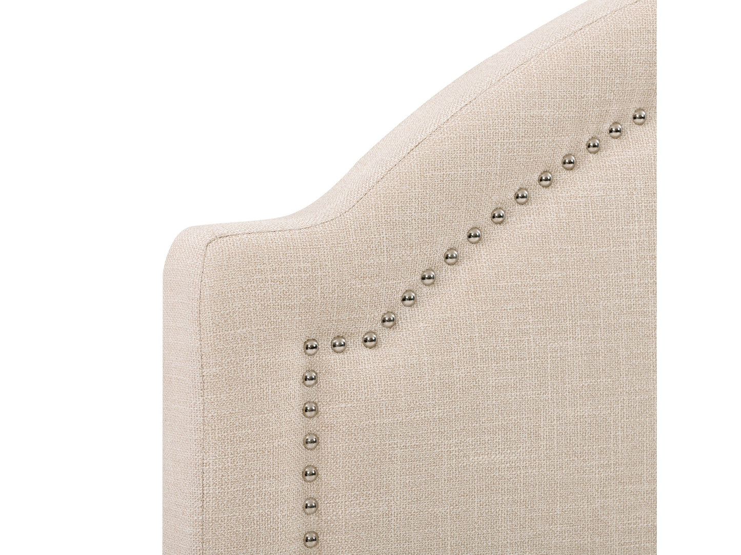 Cream upholstered king bed with tufted headboard, soft fabric, wooden legs, and a sturdy frame. Ideal for modern and classic bedrooms.