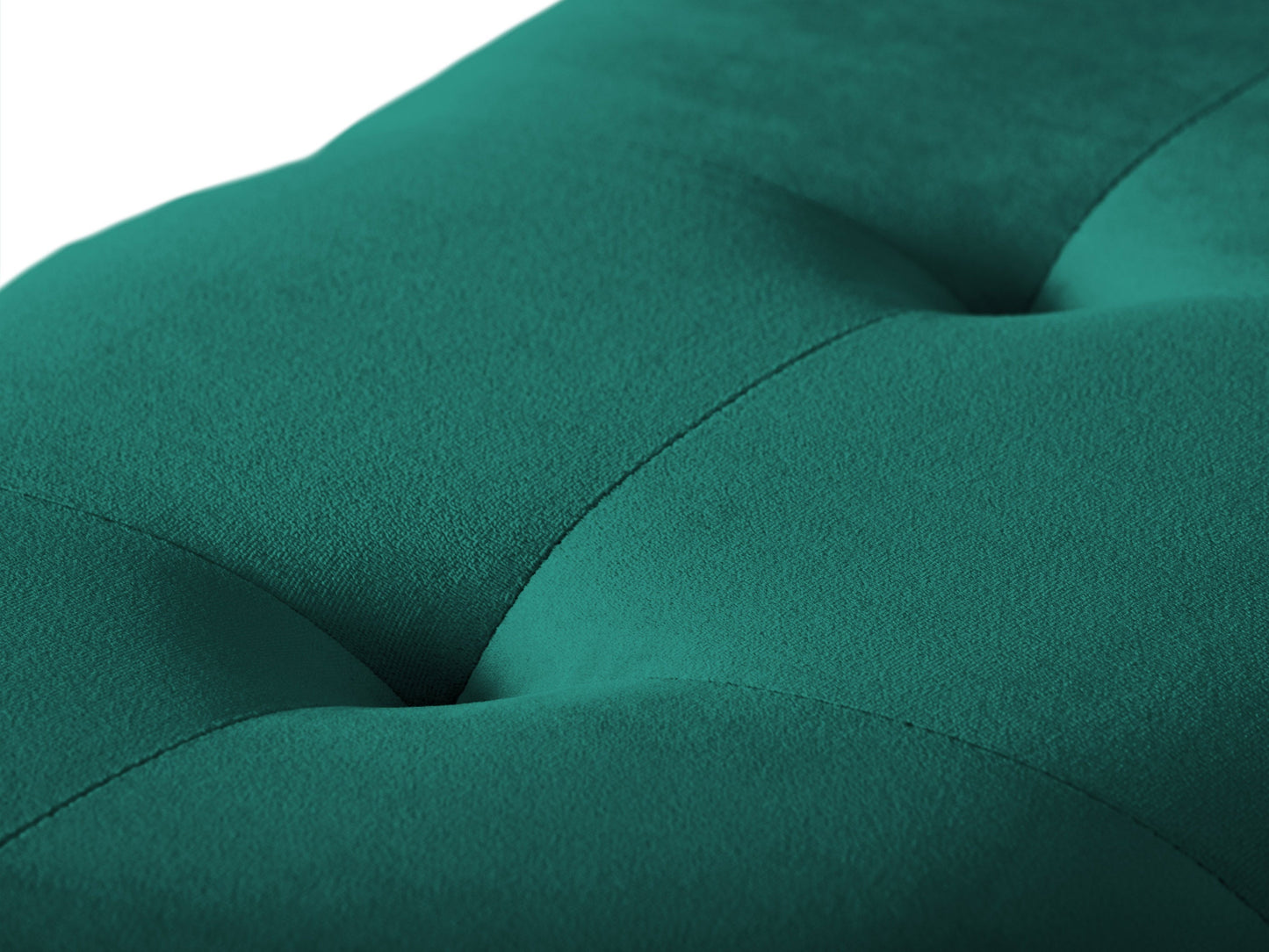 Green velvet ottoman with storage compartment, featuring a plush, tufted top and sleek gold legs, perfect for adding a touch of elegance and functionality to any living room or bedroom.