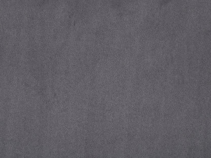 Grey velvet ottoman with storage, tufted design, soft texture, and modern style. Perfect for living room or bedroom, providing extra seating and hidden storage space.