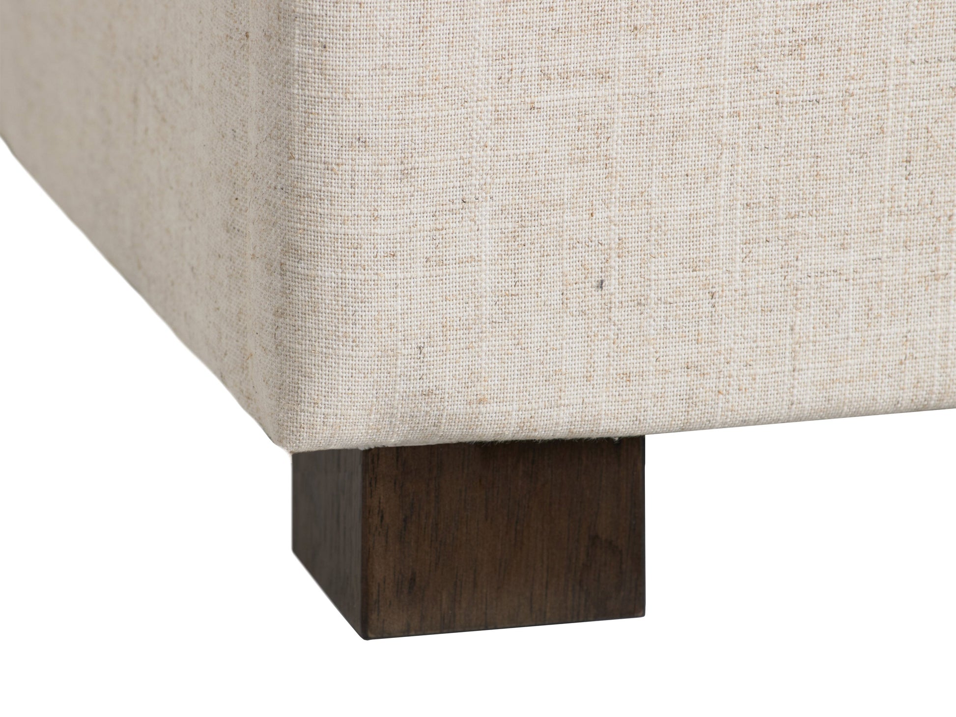 Beige double storage ottoman with tufted lid, upholstered in soft fabric, featuring spacious interior compartments and sturdy wooden legs. Ideal for living room or bedroom.