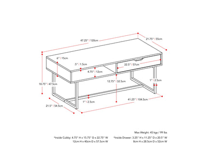 Modern rectangular coffee table in grey with a sleek, minimalist design featuring a smooth, matte finish, sturdy metal legs, and a spacious surface perfect for living rooms or offices.