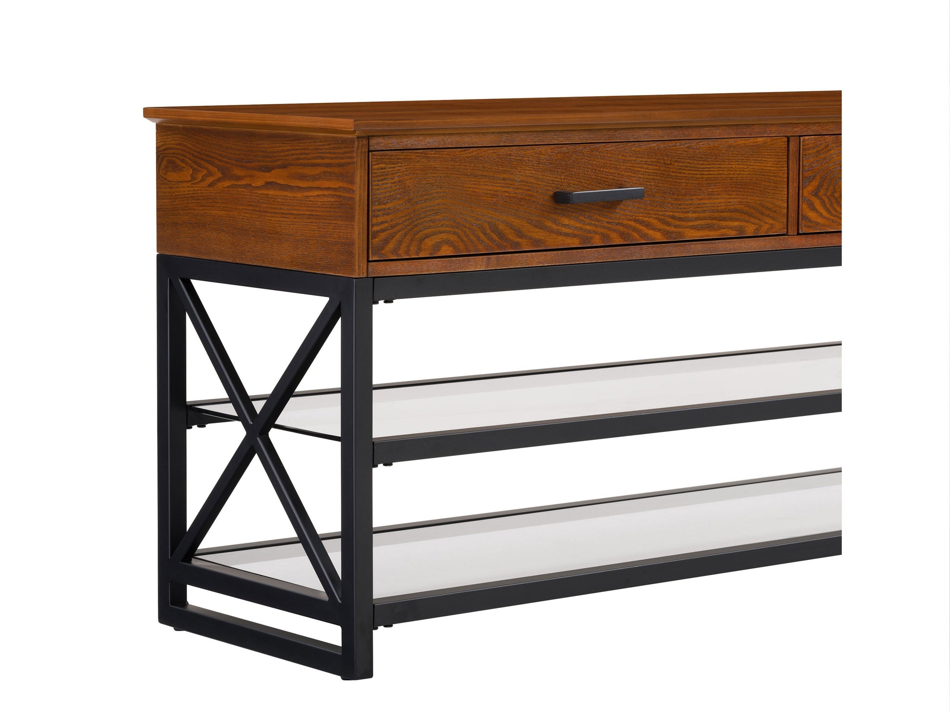 Cherry brown TV stand for TVs up to 95 inches, featuring sleek design, ample storage with shelves and cabinets, crafted from high-quality wood, perfect for modern living rooms.