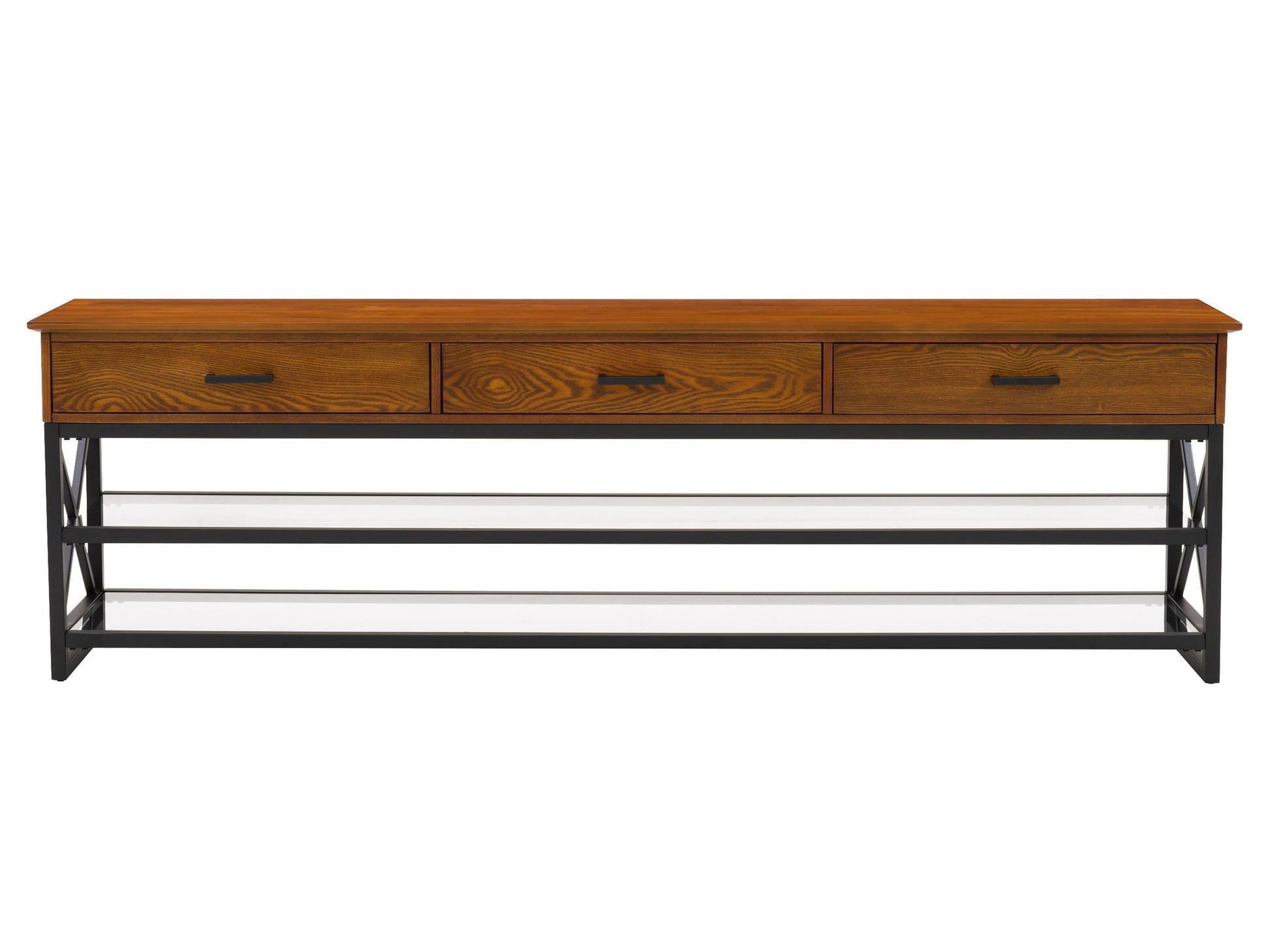 Cherry brown TV stand for TVs up to 95 inches, featuring sleek design, ample storage with shelves and cabinets, crafted from high-quality wood, perfect for modern living rooms.
